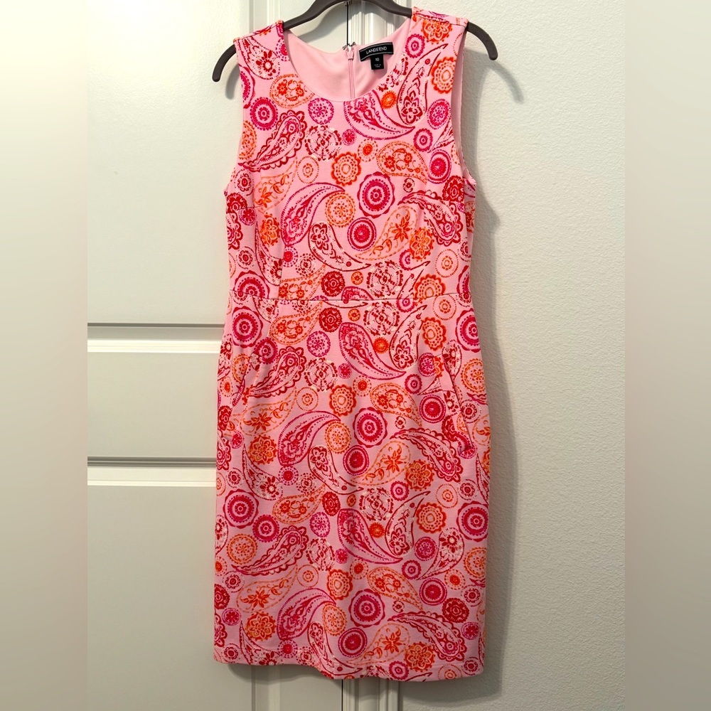 Lands End Pink Paisley Dress